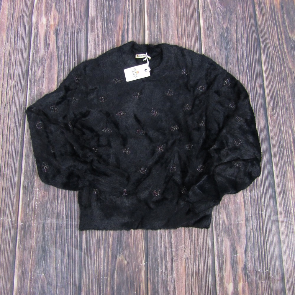 Marine Layer Arielle Crewneck Sweater Women XS Black Metallic Funfetti Eyelash